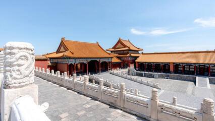 Majestic view of the forbidden city under blue skies