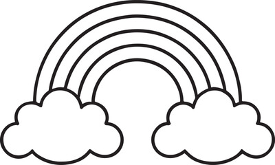 rainbow coloring page outline, rainbow black line art symbol