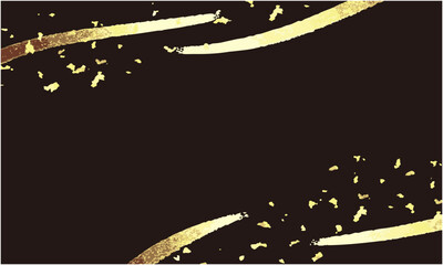  黒背景に金箔の装飾。 高級感のあるチラシやポスターのデコレーションに最適。