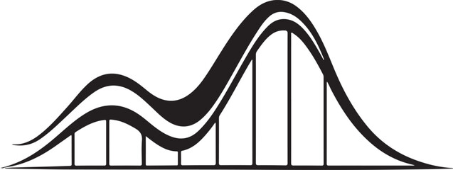 Roller Coaster black silhouette Flat Illustration.