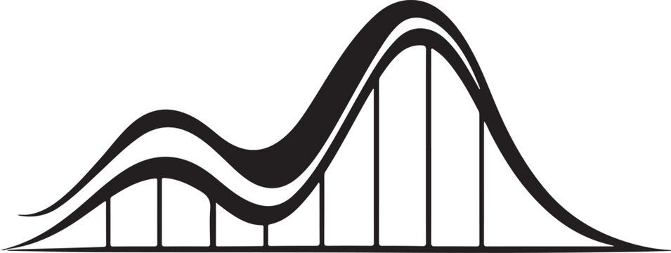 Roller Coaster black silhouette Flat Illustration.