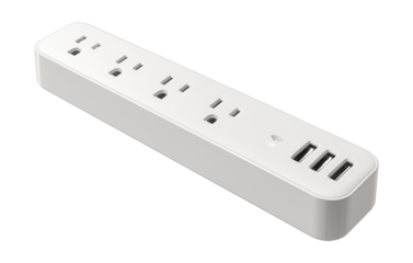 Wi-Fi-enabled power strip for managing smart home devices.
