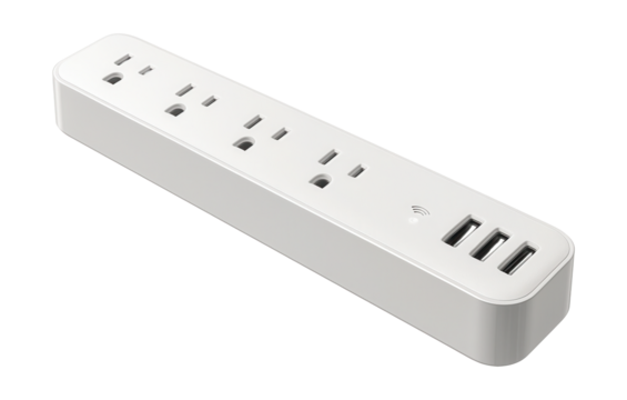 Wi-Fi-enabled power strip for managing smart home devices.