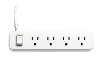 White extension cord with a switch, ideal for contemporary living spaces.