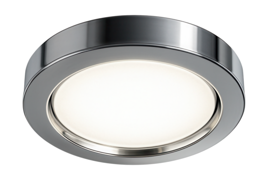 A recessed ceiling light with a bright white glow for contemporary kitchen spaces.