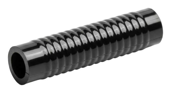 Industrial action black rubber grip tube factory product isolated on transparent background