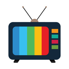 Retro television with color bars on white background. vector retro tv set