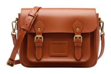 Stylish leather messenger bag modern design fashion isolated on transparent background
