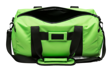 Sporty green duffel bag product modern isolated on transparent background