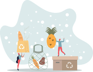 Environmental friendly packaging for shopping and grocery .Product with cardboard paper boxes and reusable .life and employment of people.