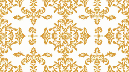 Seamless vintage floral pattern with golden flowers and leaves for wallpaper and textile design