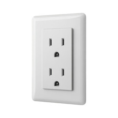 White electrical outlet receptacle isolated on a transparent background