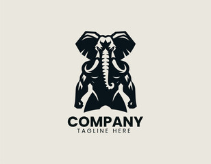 Fototapeta premium Wild elephant mascot represents energetic gaming spirit forming bold black vector logo