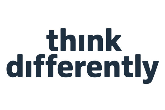 Naklejki The words 'think differently' are displayed in bold, dark blue sans-serif font on a white background.