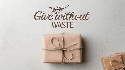 A wrapped brown gift box tied with twine on a neutral surface