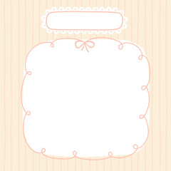 Cute kawaii template square vector frame. Cartoon hand-drawn doodle style. Perfect for stationery, design stickers for notes, notebook sheets, posts for social networks. Pastel palette.
