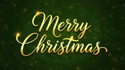 Golden merry christmas text with sparkling lights on dark background - Powered by Adobe