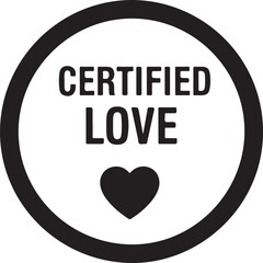 Certified love badge isolated on white background for valentines day and love celebration