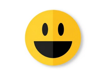 Yellow smiley face with a wide open mouth isolated on white background