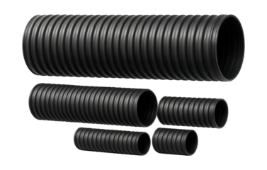 Corrugated drainage pipes in a park manage rainwater and safeguard walking paths.