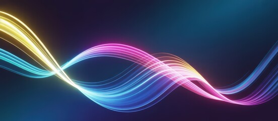 Luminous flowing lines in vibrant gradient colors creating an energetic wavy background