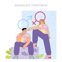 Genderless Streetwear Fashion Vector Illustration