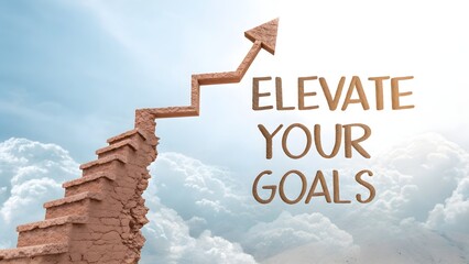 Clay Staircase Arrow Symbol Elevating to Reach Success Goals