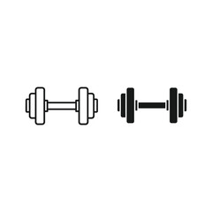 Dumbbell isolated on in line and solid style for gym workout