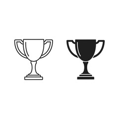 Two trophy icons, one in outline and one in solid, isolated on