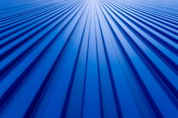 Fototapeta premium Blue technology background,Modern blue building wall backdrop,Background with texture of metal cladding.Blue stripes of modern architecture, Blue mono tone of metal panels for cladding the exterior.