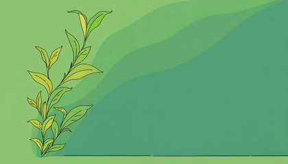 green tea leaves illustration on gradient background