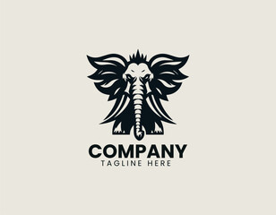 Fototapeta premium Wild elephant mascot represents energetic gaming spirit forming bold black vector logo