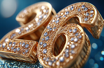 Number 26 golden glitter decorated diamonds luxury birthday celebration shining festive anniversary decoration glamour background party event concept
