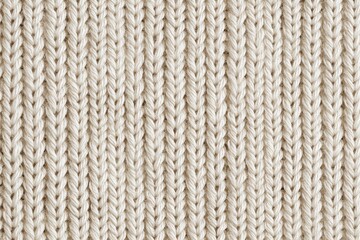 Fototapeta premium Textured beige knitted fabric background showcasing intricate patterns and stitches, ideal for textile design, fashion, and cozy home decor projects with warm ambiance