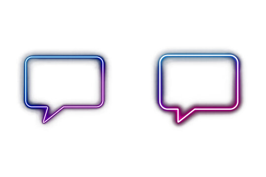 Neon Speech Bubble PNG. Gradient Chat Icons - Powered by Adobe