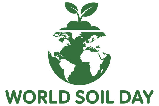 The World Soil Day emblem shows a globe with a plant growing from the soil on top.