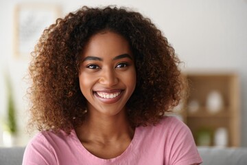 Smiling African American Woman with Natural Curly Hair