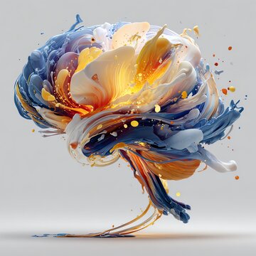 Exploding creative brain bursting with colorful ideas