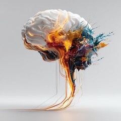 Human brain overflowing with creativity