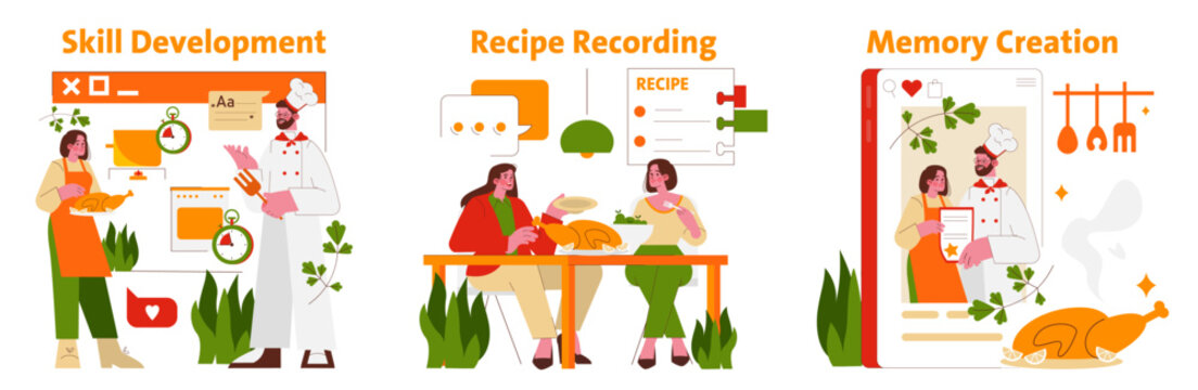 Culinary Skill Development and Recipe Recording Illustration