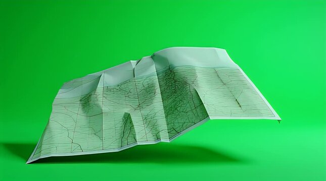 Crumpled document with intricate lines and contours, possibly a discarded map or a used technical drawing, on a vibrant green background, reflecting lost information or a planning challenge