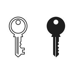 Two key icons, one outline and one solid, isolated on
