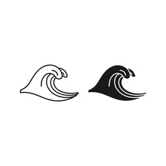 Two wave icons, one outlined and one filled, isolated on