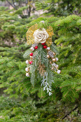 Christmas or New Year's toy hanging close-up