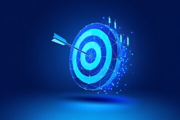 Bullseye Hit - Abstract Target with Arrow and Network Lines