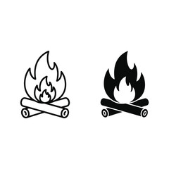 Two campfires in black and white isolated on