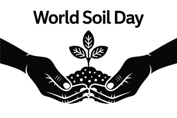Hands carefully holding soil with a seedling, celebrating World Soil Day.