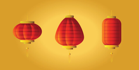 Obraz premium Red and gold Chinese lantern lamp set