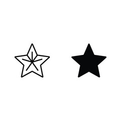 Obraz premium Two star icons, one outline and one solid, isolated on