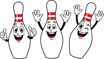 Cartoon Bowling Pins Characters,Bowling Pin with Thumbs Up